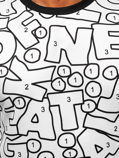 Crno-bijela dukserica bez kapuljače s printom Bolf 8B1136