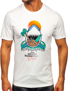 Muška pamučna majica s printom Bijela Bolf MPO3460