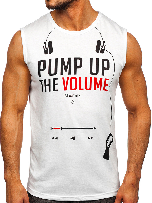 Bijela majica tank top s printom Bolf 14815