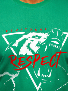 Zeleni pamučni muški t-shirt s printom Bolf 5035