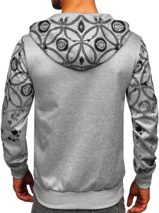 Siva dukserica na zip s kapuljačom Bolf 27B8122