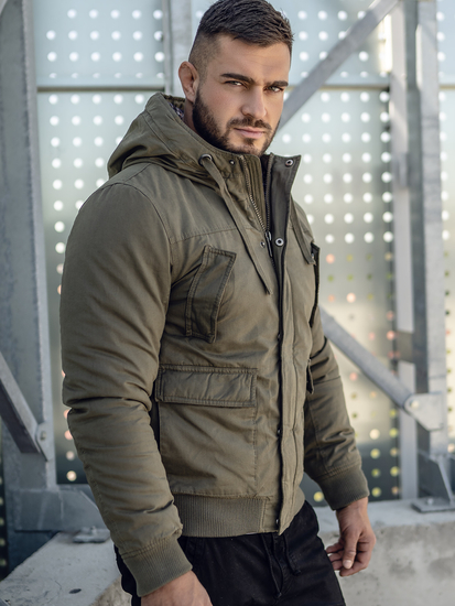 Zelena debela muška zimska pamučna jakna Bolf 1890A