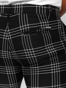 Elegantne muške hlače na kockice Crna Bolf 184160