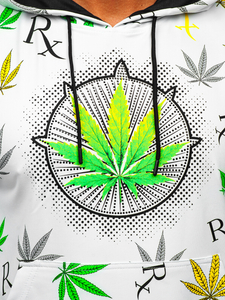 Bijela s printom dukserica muška s kapuljačom Bolf HM612