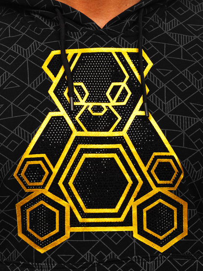 Crna s kapuljačom dukserica muška sa cirkonima Bolf HM566