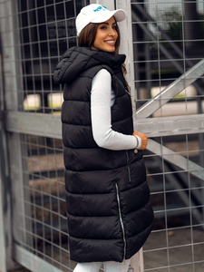 Crni dugi prošiveni ženski prsluk Bolf 81261B