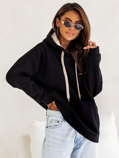 Ženska podstavljena hoodica s kapuljačom crna Bolf 82131