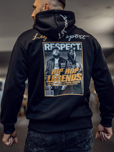 Muška majica s klokanom s printom i kapuljačom Crna Bolf M280