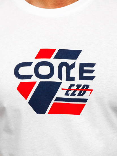 Bijela pamučna muška majica s printom Bolf 14782