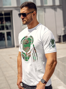 Bijela pamučna muška majica s printom Bolf 192379A