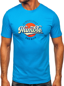 Muška pamučna majica s printom Plava Bolf MPO3531