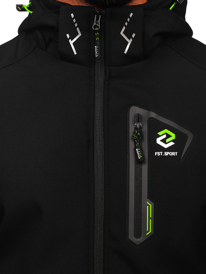 Crno-zelena muška prijelazna jakna softshell Bolf WX085