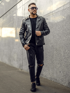 Crna motoristička jakna kožna muška Bolf 11Z8014