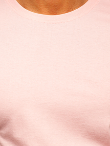 Svijetloružičasta pamučna majica muška bez printa  Bolf 192397