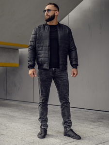 Muška prijelazna prošivena bomber jakna crna Bolf MY-02A2