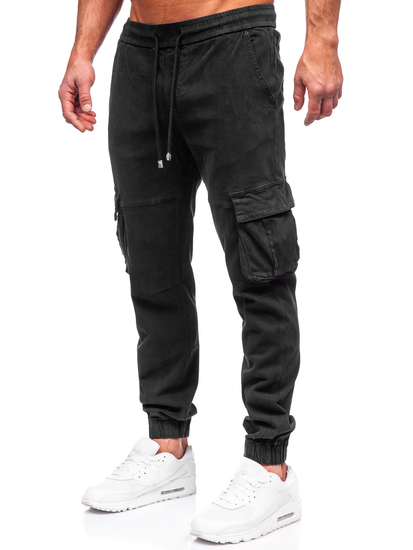 Crne muške traper cargo joggers hlače Bolf MP0105N