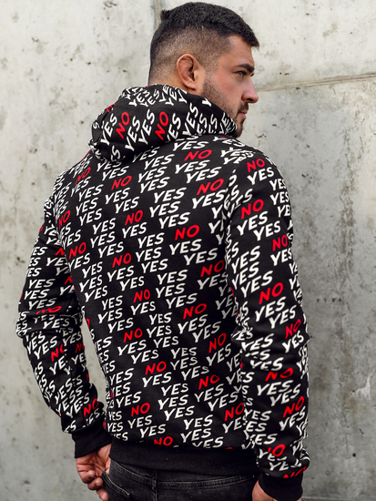 Muška majica s kapuljačom s printom Crna Bolf 141013A2