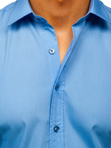Svjetloplava elegantna muška košulja s dugim rukavima Bolf 1703