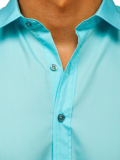 Svijetlozelena elegantna muška košulja s dugim rukavima Bolf 1703