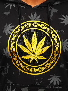 Crna s printom dukserica muška s kapuljačom Bolf HM628