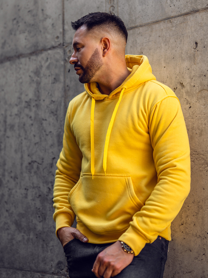 Svijetložuta muška majica s kapuljačom s klokan džepom Bolf 2009A