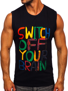 Crna majica tank top s printom Bolf 14803-1