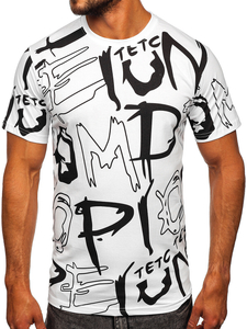 Bijela pamučna muška majica s printom Bolf KS1972