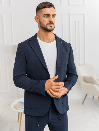 Ležerno tamnoplavo muško odijelo Bolf 01