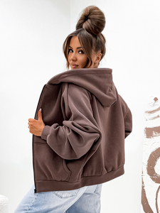 Ženska podstavljena hoodica s kapuljačom čokoladna Bolf 821112