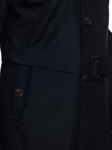 Tamnoplavi dvoredni kaput muški baloner s visokim ovratnikom i remenom Bolf 0001