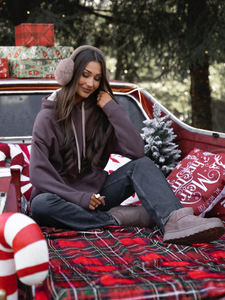 Ženska podstavljena hoodica s kapuljačom čokoladna Bolf 82131