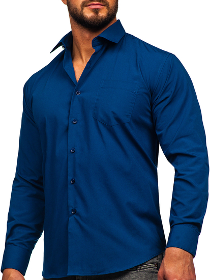Mornarsko plava muška elegantna košulja dugih rukava Bolf M14