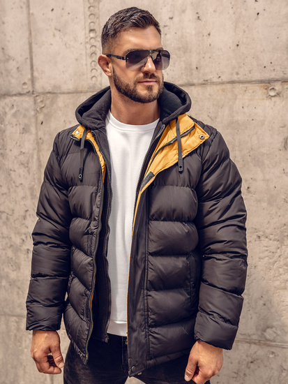 Crna prošivena muška zimska jakna Bolf 7145A