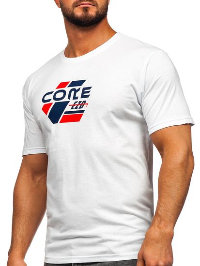 Bijela pamučna muška majica s printom Bolf 14782