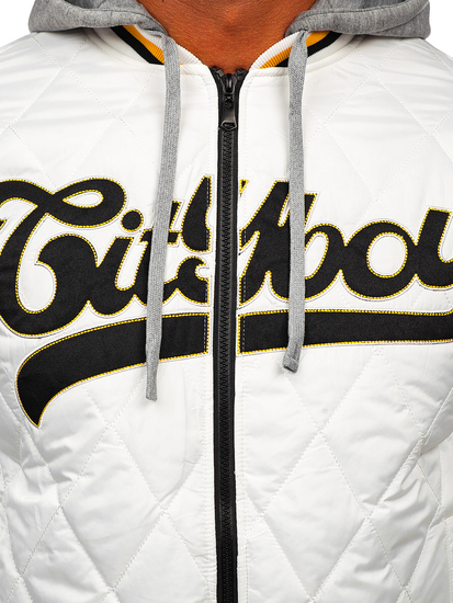 Bijela prošivena muška prijelazna bomber jakna Bolf HSS058