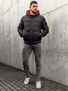 Crno-crvena dvostrana prošivena jakna muška zimska Bolf 7410