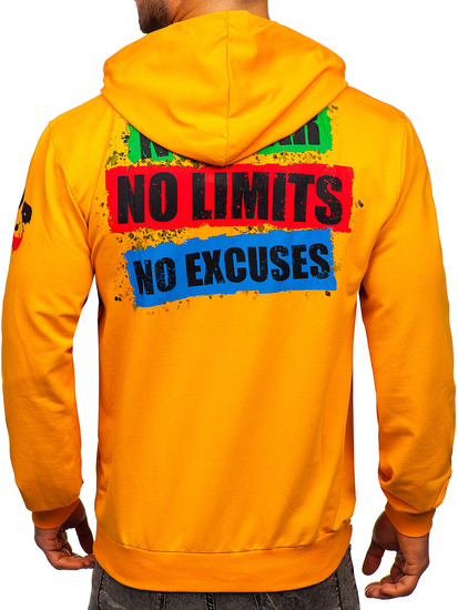 Narančasta s printom dukserica muška s kapuljačom Bolf 6384