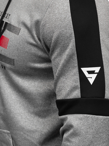 Siva s printom muška dukserica s kapuljačom Bolf HY973