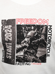 Muška pamučna majica s printom Bijela Bolf MPO3475