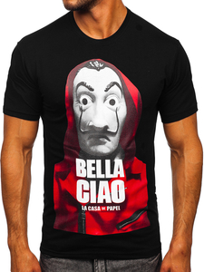 Crna muška majica s printom Bolf 192410