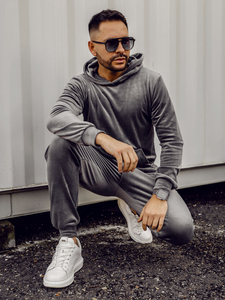 Siva muška trenirka od velura Bolf 0001