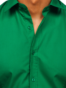 Tamnozelena elegantna muška košulja s dugim rukavima Bolf 1703