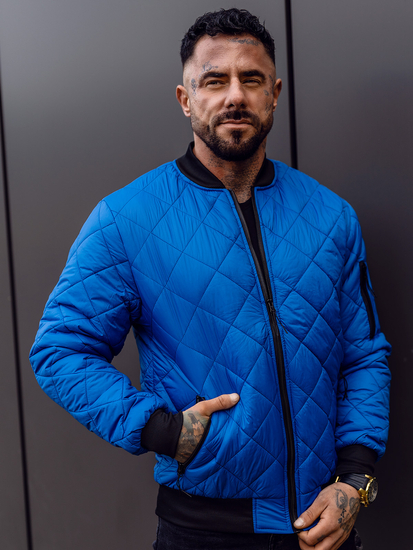 Plava prijelazna jakna muška prošivena bomber Bolf MY-01