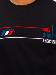 Crna pamučna majica muška s printom Bolf 14772