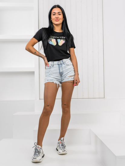 Ženska majica s printom Crna Bolf 95T2518