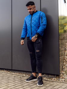 Plava prijelazna jakna muška prošivena bomber Bolf MY-01