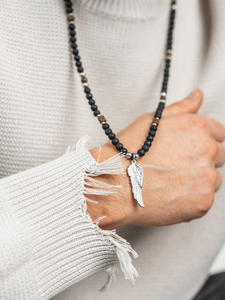 Muška ogrlica s perlama Crna Bolf TT5503