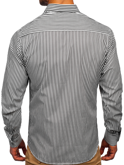 Crna prugasta košulja muška dugih rukava Bolf 20726