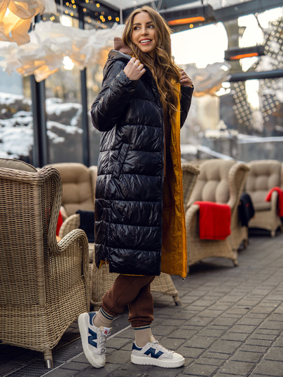 Crna duga prošivena ženska zimska jakna s kapuljačom Bolf J9063A