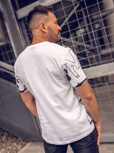 Bijela pamučna muška majica s printom Bolf KS1972